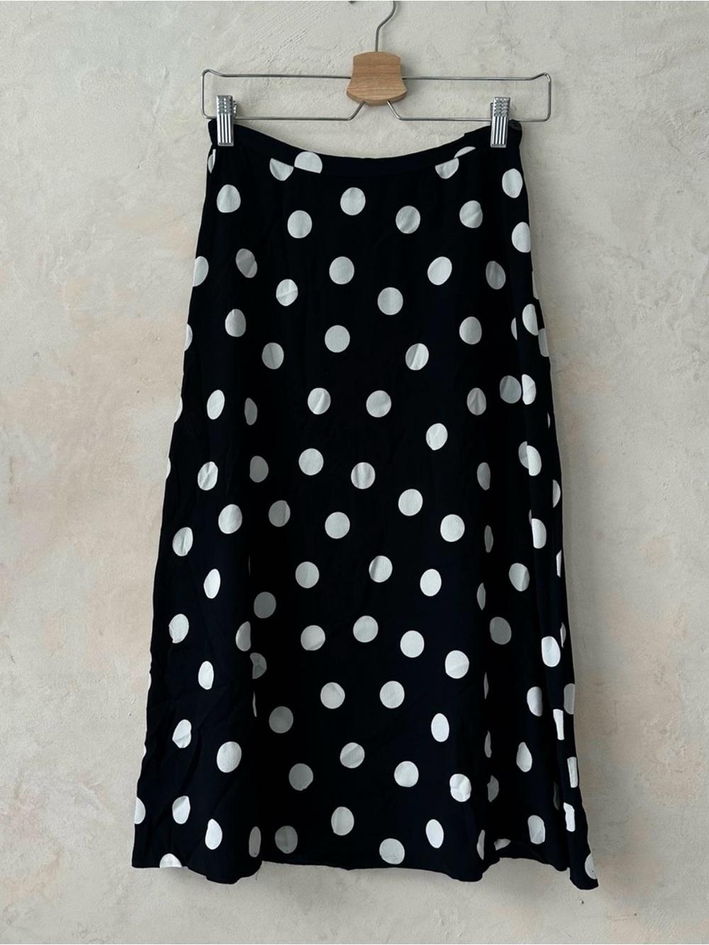 Vintage Jones New York Black White Polka Dot High Waisted A Line Midi Skirt